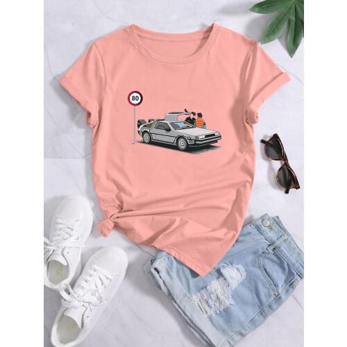 No Limits Space Car Printing Womens Tshirt Breathable Fashion Streetwear Vintage Soft t Shirt Casual Oversize Womens t-Shirt