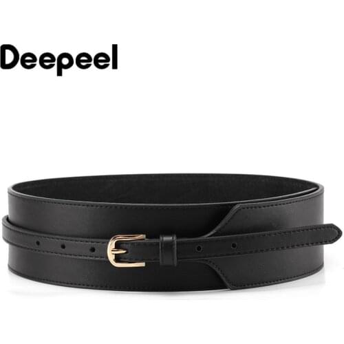 Deepeel 1pc 6cm*95cm Fashion Women 2nd Cowhide Cummerbunds Luxury Decorative Female Waist Corset Wide Adjustable Belts YK754