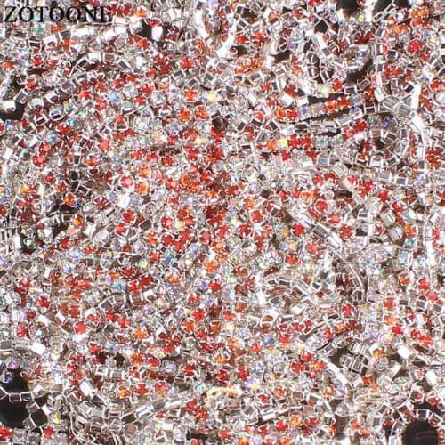 ZOTOONE SS10 Mix Red Crystal AB Nail Art Rhinestone Chain For DIY Jewelry Craft Apparel Strass Trim Applique Sew On Accessoires