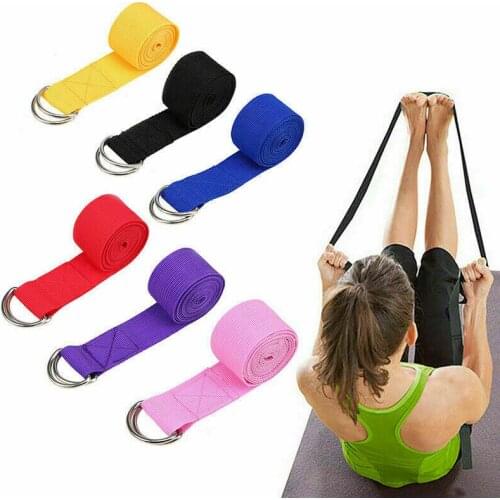 1PCS D-Ring Cotton Yoga Stretch Strap Training Belt Leg Shoulder Fitness Exercise Gym Power Training Yoga Accesso