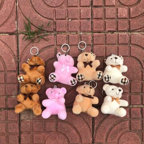 10Pcs Mini Plush Bear Toys Conjoined Bear Pendant PP Cute Cotton Soft Stuffed Toy Bouquet Plush Doll Holiday Christmas Gift