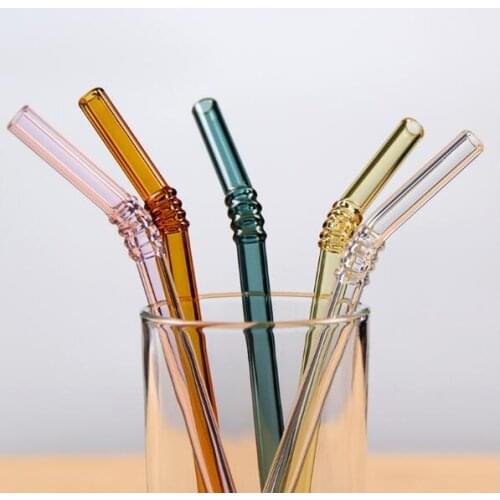 100pcs Special Fine Curved Glass Pipet Environmental Glass Health Baby Drinking Art Straws Pipette Drinking Straws Eco-friendly