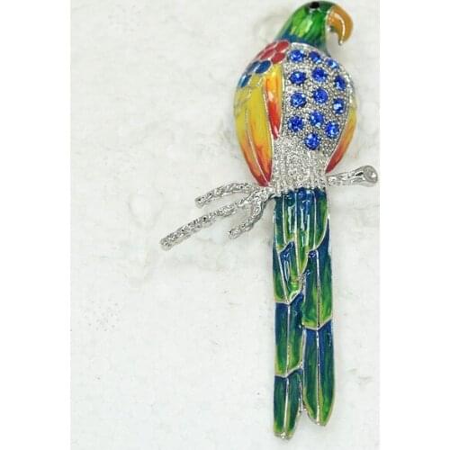 12pcs/lot Wholesale Brooch Rhinestone Enamel Parrot Fashion Pin brooches Jewelry gift C101910