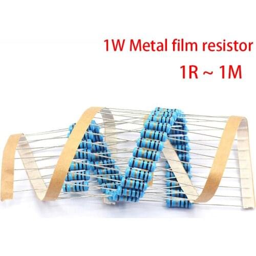 20pcs/lot 1W Metal film resistor 1% 1R ~ 1M 2R 10R 22R 47R 100R 330R 1K 4.7K 10K 22K 47K 100K 330K 470K 1 2 10 22 47 100 330ohm