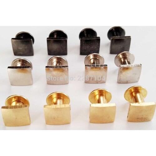 50pc Solid Brass Flat Square Head Stud Leather Leathercraft Belt Strap Wallet Bag Chicago Screw Nail Binding Rivet 8x8mm head