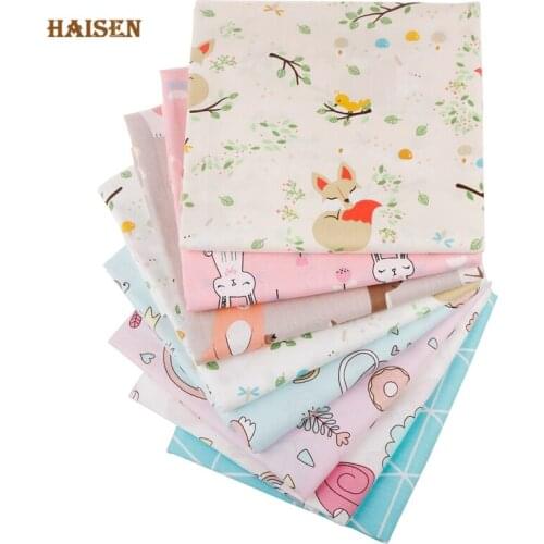 Haisen,8 patterns 100% Cotton Twill Printed Fabric Patchwork Cartoon Fox Serie For DIY Sewing Quilting Baby&Child Cloth Material