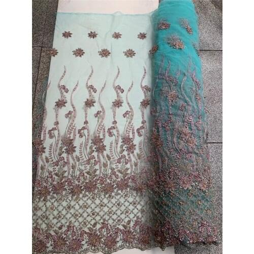 African Lace Fabric High Quality Lace Material Embroidery French Lace Fabric Handmade Beads Lace Fabric For Dress MDN20