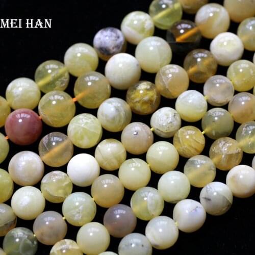 Meihan Free Shipping (48beads/strand/25g) natural 7.5-8mm yellow opal smooth round loose beads for jewelry making design