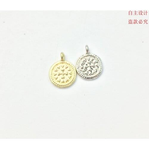 Eruifa 20pcs 10mm New Cross Coin Charms Pendant necklace,earring jewelry DIY handmade Gold Lead/Nickle Free