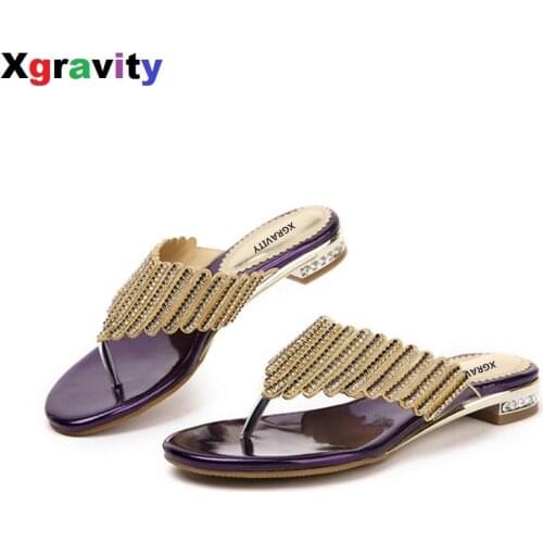 Hot Summer Flip Flops Girls Casual Leaf Shoes Sexy Crystal Rhinestone Design Women Sandal Hot Ladies Genuine Leather Shoes B264