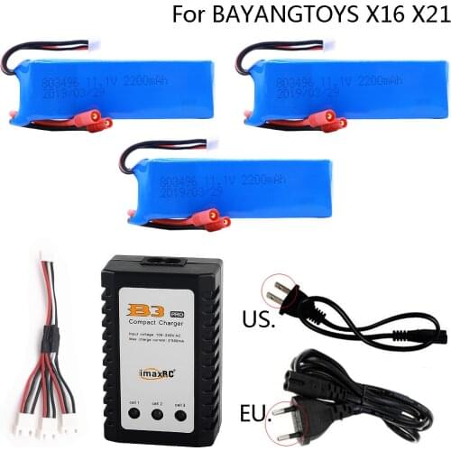 Lipo Battery and Charger set For BAYANGTOYS X16 X21 X22 11.1V 2200mah for X16 x21 Battery For RC Quadcopter Spare Parts 803496