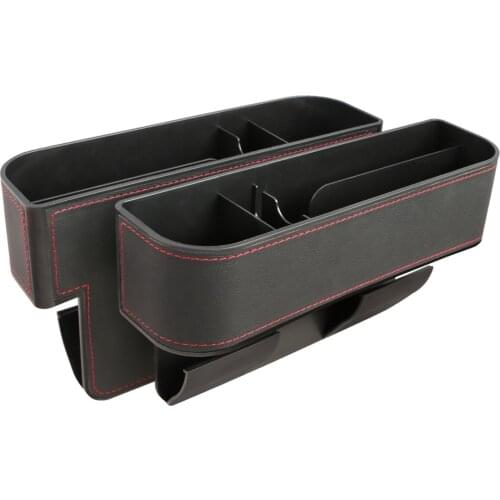 Car Seat Storage Box Leather Car Console Side Organizer Seat Gap Filler Catch Caddy