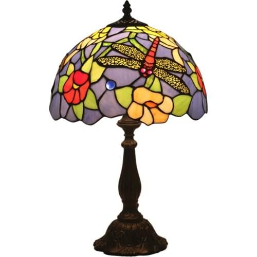 Tiffany European Retro Creative Hotel Villa Living Room Bedroom Bedside Bar Cafe Dragonfly Table Lamp E27