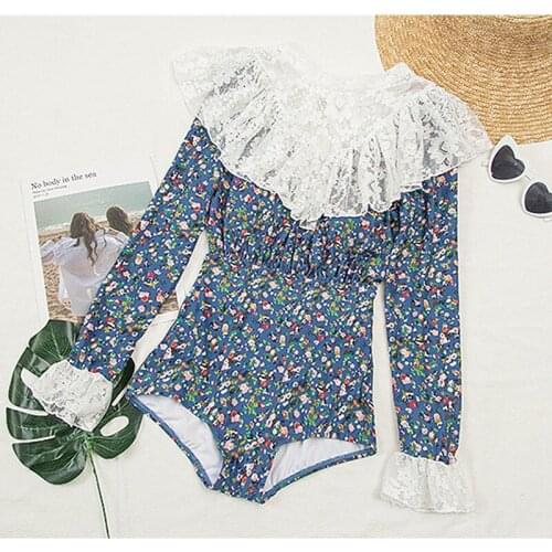 Long sleeve swimsuit womens one-piece sexy swimsuit womens new hot spring belly covering in 2020