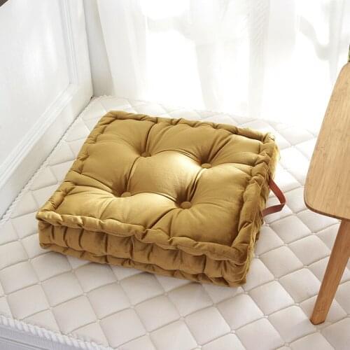 Square Dutch velvet cushion fashionable ins wind belt handle household thickened cushion simple tatami bay window pad