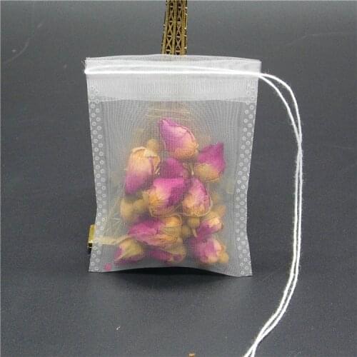 Hot sell 6x8cm Teabags Empty Tea Bags Nylon Material With String Heal Seal Filter Paper for Herb Loose Tea