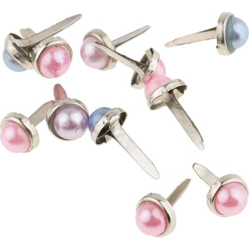 200pcs Metal Brads mini brads with pearl head and split pins for DIY files, card fixation, decoration 6mm