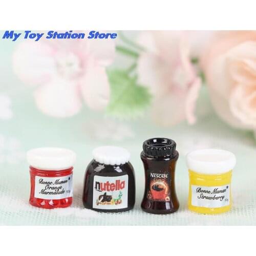1/2/4pcs Miniatures 1:12 Salad Jam Dollhouse Mini Food Drinks Bottles Model Dolls Kitchen Accessories Pretend Play Toy Gifts