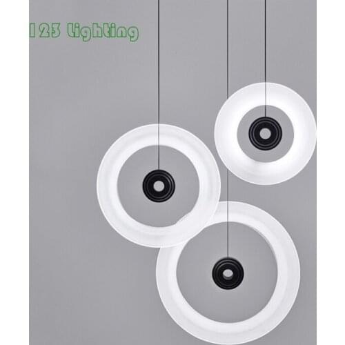 Minimalist LED Round Pendant lights Aluminum Glass Designer Hotel Hall Restaurant Stairs Pendant lamp Nordic Loft Hanglamp