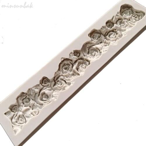 Minsunbak Small Size Rose Silicone Fondant Mold Wedding Cake Border Decoration Tools DIY Chocolate Gumpaste Mold