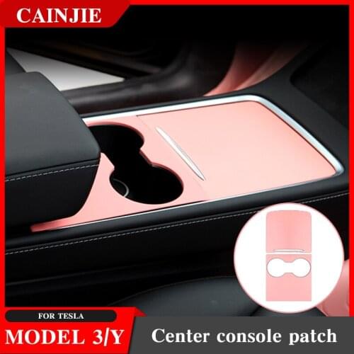 Model Y Center Console Pink Sticker For Tesla Model 3 2021 Accessories Carbon Fiber ABS Patch Model Three