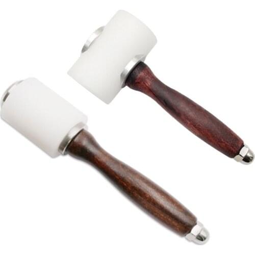 Leather Carving Hammer DIY Craft Punch Cutting Nylon Hammer Tool with Wood Handle Leathercraft Engraving Drilling E56C