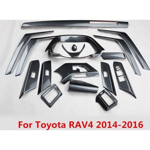 Carbon Fiber Printed Car Interior Window Control Gear Panel Cover Outlet Meter Moulding Trim for Toyota RAV4 2014 2015 2016