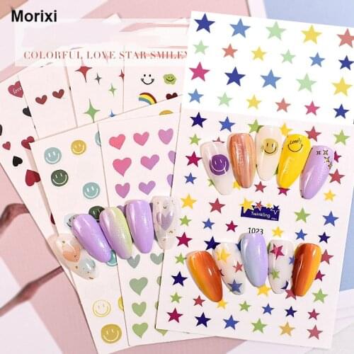 Nail art sticker heart star warm red blue green colors Valentine nail foils self adhesive manicure nail decals YJ002
