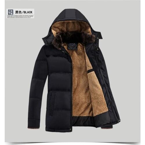 New Style Mens Jacket Middle-aged Winter Plus Velvet Thick down Feather Cotton-padded Clothes Warm Daddy Clothes Middle-aged
