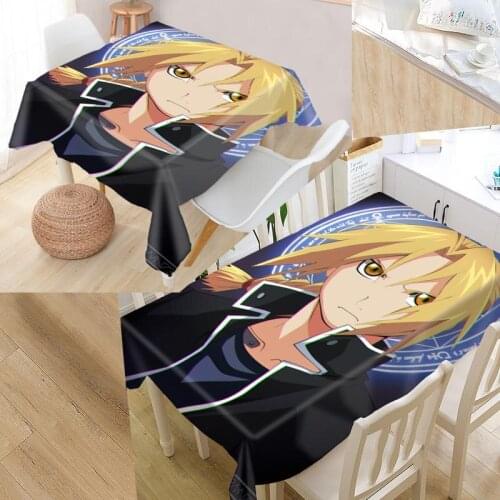 New Arrival Custom Fullmetal alchemist Table Cloth Waterproof Oxford Fabric Rectangular Tablecloth Home Party Tablecloth