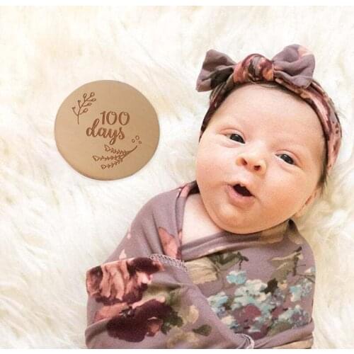 Newborn Milestone Blocks Wooden Commemorative Baby Birth Monthly Recording Cards