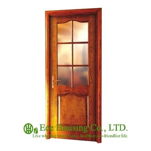 40mm thickness Glazed Timber veneer door for apartment, Swing type door, inward & outward opening entry door, MDF Timber door