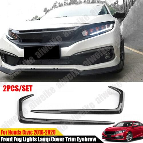 Carbon Fiber Front Fog Lights Lamp Cover Trim Eyebrow For Honda Civic 2016 -2021 Car modification Auto parts