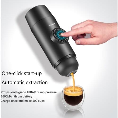 Rechargeable version Mini Espresso portable coffee machine electric USB hot and cold extract coffee powder capsule 18BAR