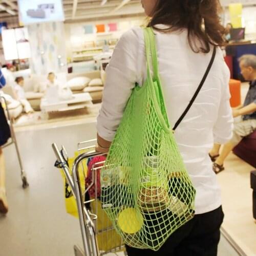 Q Portable Large Cotton Totes Shopping Bags Foldable Mesh Net String Shopping Bag Reusable Shopping bags Fruit Storage Handbag