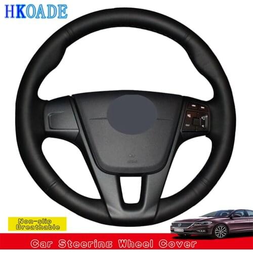 HKOADE Hand-made Black Stylish Non-slip Hige Soft Artificial Leather Car Steering Wheel Cover for Volvo XC60 S60 V40 V60V70 2014