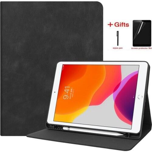 Slim Smart PU Leather Case For Apple iPad 10.2 2019 with Pencil Holder Cover For iPad 7th A2200 A2198 A2232 Case+Film+Pen