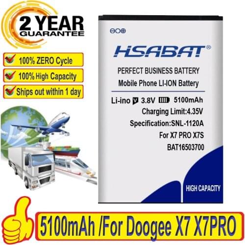 Top Brand 100% New 5000mAh Battery for Doogee X7 X7PRO X7S X7 PRO BAT16503700 Batteries + free gfit