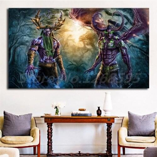 World Of Warcrafts Illidan And Malfurion Stormrage Art Canvas Poster Painting Wall Picture Print Home Bedroom Decoration Artwork
