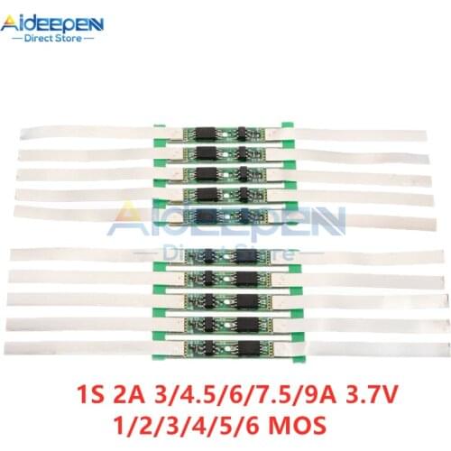 1S 2A 3/4.5/6/7.5/9A 3.7V 18650 Lithium Battery Protection Board Overcharge Overdischarge Short Circuit Protect 1/2/3/4/5/6 MOS