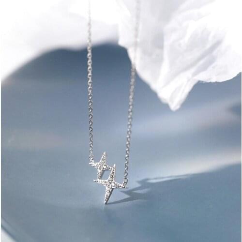 High Quality 925 Sterling Silver Necklace AAA Zircon Simple Cross Star Pendant Chocker Women Cz Charm Jewelry