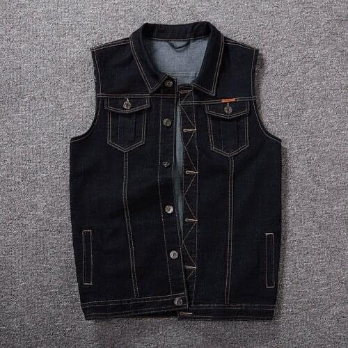 Plus Size 8XL 7XL 6XL Men Denim Vests Mens Sleeveless Cowboy Jackets Male Vintage Retro Casual Vest Chubby Man Waistcoat