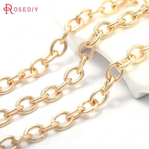 39352)1 Piece Chain Link 6x8MM 24K Gold Color Brass Oval Shape Necklace Chains Jewelry Making Supplies Diy Findings Accessories