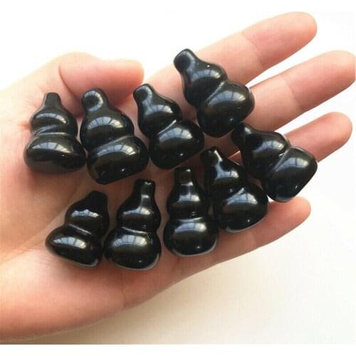 28mm Natural Black Obsidian Carved Gourd Crystal Stone Cucurbit Decoration Crafts Natural Quartz Crystals 1PC