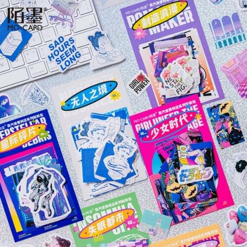 40pcs Harajuku Retro Stickers For Decorate Scrapbooking Aesthetic Vintage Stickers Cute Japanese Style Stationery Wholesale