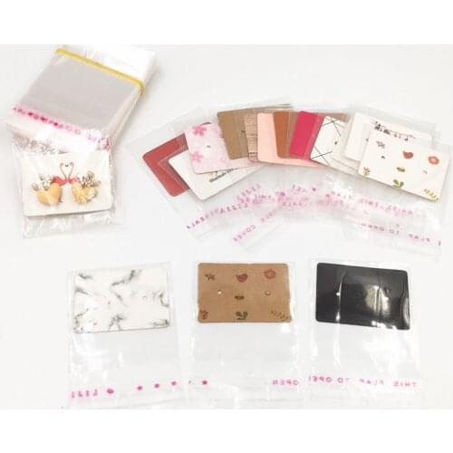500Pcs Paper Ear Studs Packaging Card Jewelry Display Card 2.5x3.5cm With 500Pcs OPP Bags For Fashion Small Earring Packaging