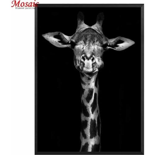 5D DIY Diamond Painting Cross Stitch Black White giraffe resin square Diamond Embroidery Needlework,5d diamond mosaic home decor