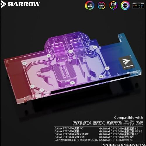 Barrow GPU cooler PC Water Cooling video Water Block for GALAX/GAINWARD 3070 Aurora LRC2.0 BS-GAM3070-PA
