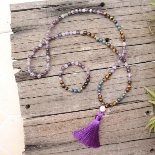 8mm Natural Stone Beads,Crazy Lapis,Amethyst,Tigers Eye,JapaMala Sets,Spiritual Jewelry,Meditation, Inspirational,108 Mala Beads