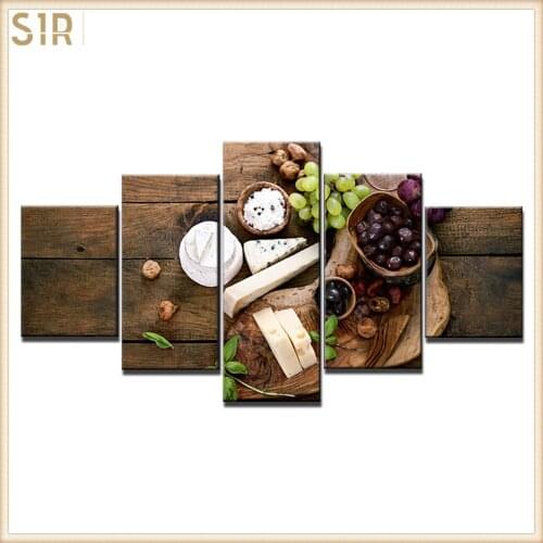 Food Restaurant Hotel Decoration Wall Art HD Five Poster Printing Oil Painting Home Mural Delicious Poster For Dining Room Decor